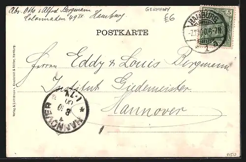 Passepartout-AK Hamburg-Rothenburgsort, Blick auf die neue Elbbrücke