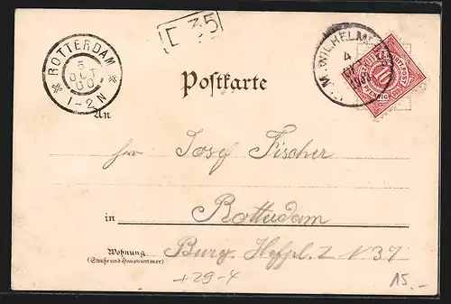 Holzbrand-Imitations-AK Ulm, Totalansicht mit Münster