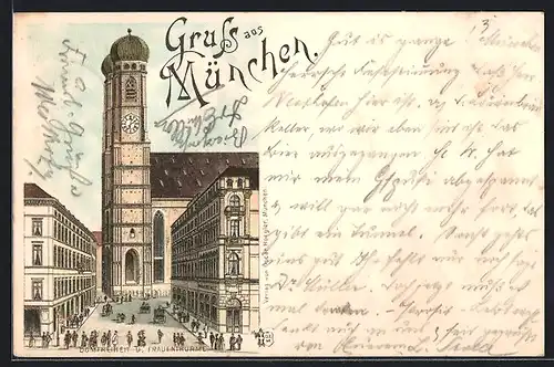 Lithographie München, Domfreiheit und Frauentürme