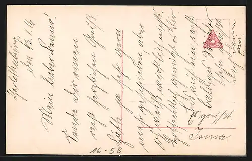 Foto-AK Frau denkt an den Liebsten im Feld