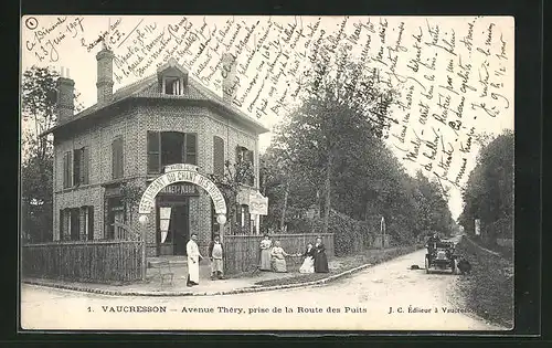 AK Vaucresson, Avenue Théry, prise de la Route des Puits, Restaurant du Chant des Oiseaux