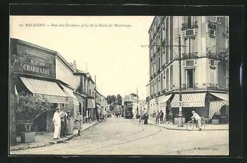 AK Malakoff, Rue des Clozeaux, prise de la Route de Montrouge