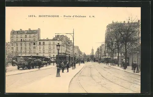 AK Montrouge, Porte d`Orléans, Strassenpartie mit Passanten