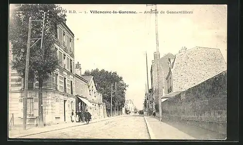 AK Villeneuve-la-Garenne, Blick in die Avenue de Gennevilliers
