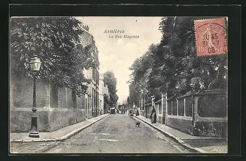 AK Asnières, Blick in die Rue Magenta