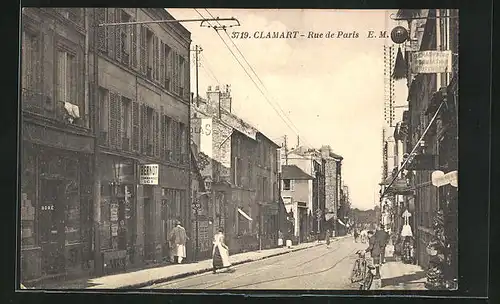 AK Clamart, Rue de Paris im Sonnenschein