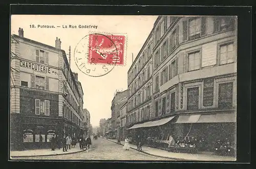 AK Puteaux, La Rue Godefroy, Strassenpartie