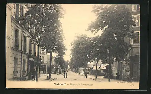 AK Malakoff, Route de Montrouge, Strassenpartie