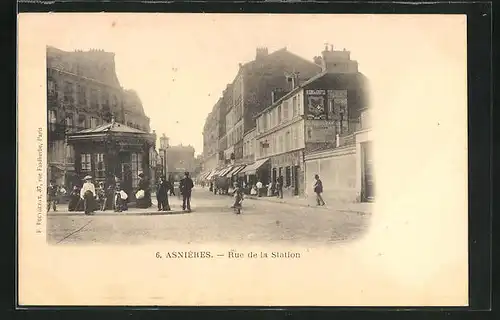 AK Asnières, Rue de la Station, Strassenpartie