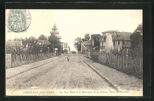 AK Fontenay-aux-Roses, La Tour et le Monument de la Defense, Route de Versailles