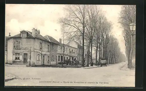 AK Chatenay, Route de Versailles et chemin de Verrières