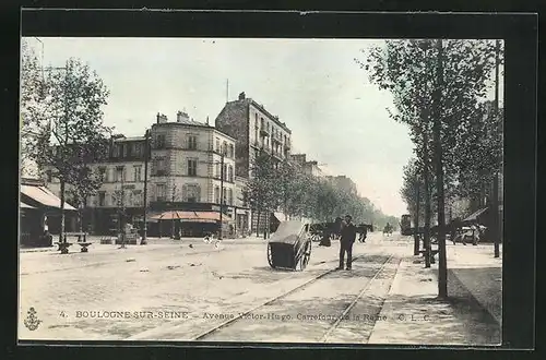 AK Boulogne-sur-Seine, Avenue Victor-Hugo, Carrefour de la Reine