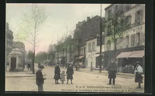 AK Boulogne-sur-Seine, Boulevard de Strasbourg vue prise de l`Avenue de la Reine