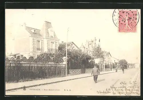 AK Puteaux, Rue Sadi-Carnot, Personnes et Maisons