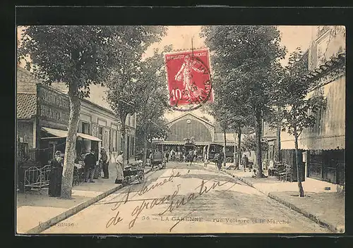 AK La Garenne, rue Voltaire et le Marché