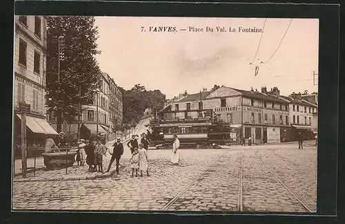 AK Vanves, Place Du Val, La Fontaine