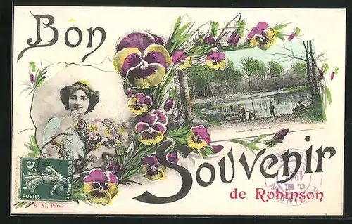 AK Robinson, Souvenir ces Fleurs, La Mare Saint-Leu