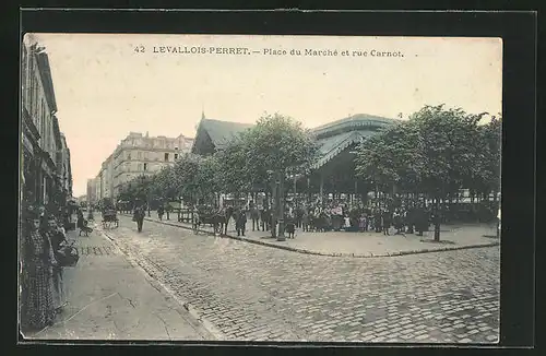 AK Levallois-Perret, Place du Marché et rue Carnot