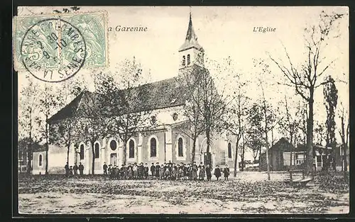 AK La Garenne, L`Eglise, Kinder vor der Kirche