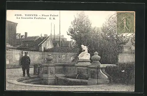 AK Vanves, Place Falret, la Nouvelle Fontaine