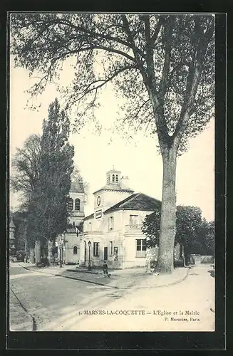AK Marnes-la-Coquette, L`Eglise et la Mairie, Kirche und Rathaus