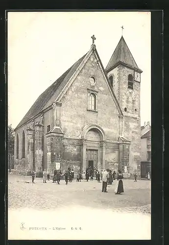AK Puteaux, L`Eglise, die Kirche mit Passanten