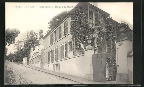 AK Ville d`Avray, Les Jardies Maison de Gambetta, Strassenpartie mit besonderem Haus