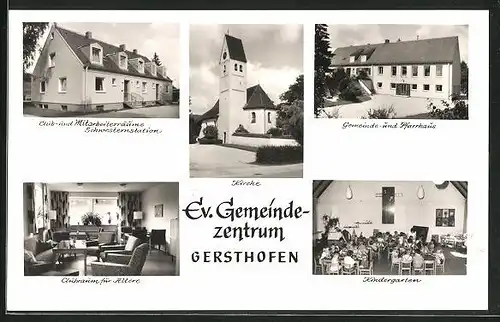 AK Gersthofen, Evangelisches Gemeindezentrum, Gemeinde- und Pfarrhaus, Kirche, Club- und Mitarbeiterräume