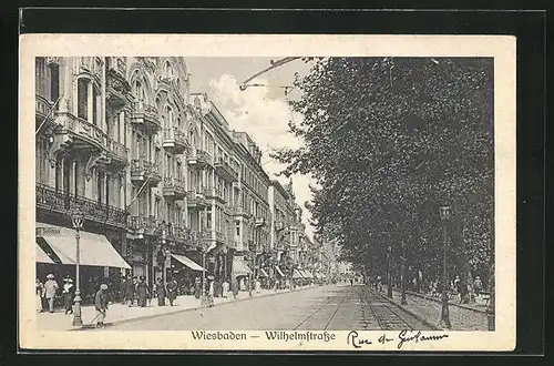 AK Wiesbaden, Wilhelmstrasse mit Geschäften