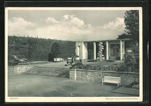 AK Essen, Glockenbrunnen im Gruga Ausstellungspark