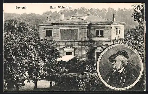 AK Bayreuth, Haus Wahnfried, Portrait Richard Wagner