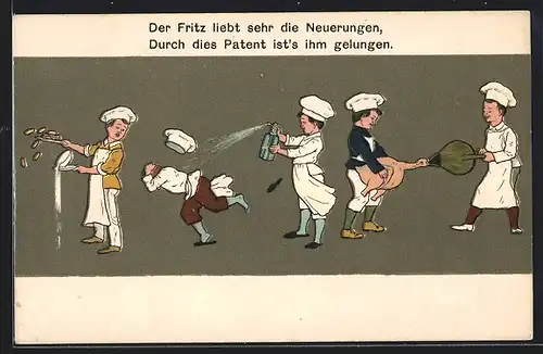 Künstler-AK Köche bei der Arbeit