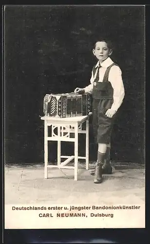 AK Duisburg, Deutschlands erster u- jüngster Bandonionkünstler Carl Neumann