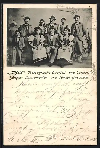 AK Allfeld, Oberbayrische Quartett- und Conzert-Sänger, Instrumental- und Tanzer-Ensemble