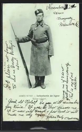 AK Armée Russe, Infanterie de ligne, Soldat saluant