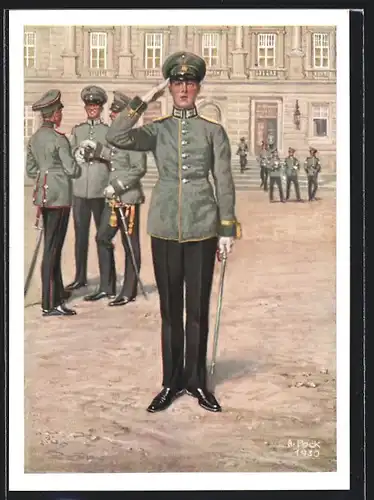 Künstler-AK sign. A. Pock: Österreichisches Bundesheer, Offiziersakademiker in Uniform