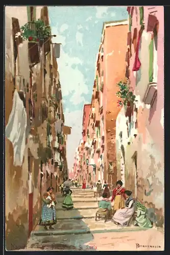 Künstler-AK Napoli, Vicolo Pallonetto a S. Lucia