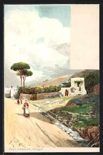 Lithographie Capri, Entrata del villaggio