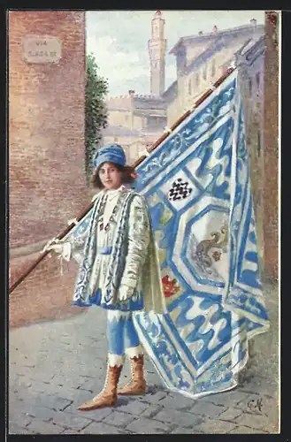 Künstler-AK Siena, I 17 Paggi delle storiche Contrade di Siena, Onda