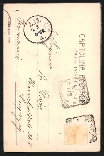 AK Venezia, Ponte e Rio del Paradiso, Gondelehre unter Bogen-Brücke