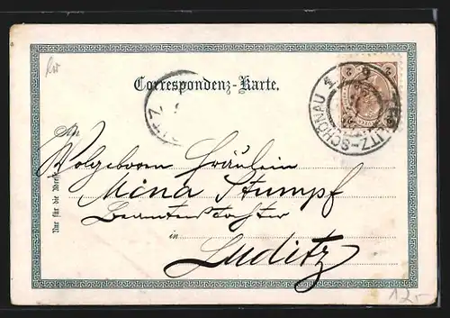 Lithographie Teplitz, Teilansicht der Stadt