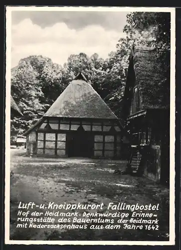 AK Fallingbostel, Hof der Heidmark, Erinnerungsstätte des Bauerntums d. Heidmark mit Niedersachsenhaus