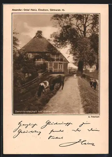 Künstler-AK Elmshorn, Deichlandschaft bei Elmshorn