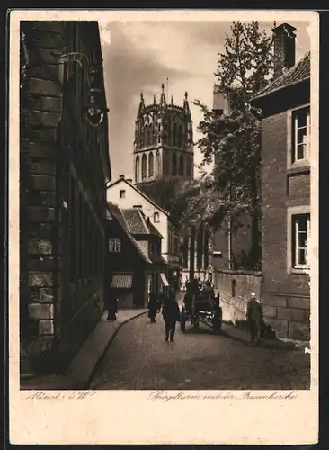 AK Münster i. W., Spiegelturm mit der Frauenkirche