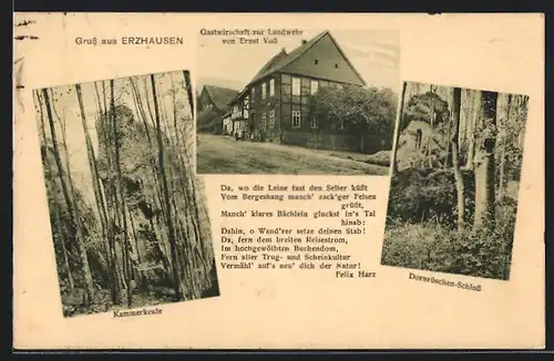 AK Erzhausen, Gastwirtschaft zur Landwehr v. Ernst Voss, Kammerkeule, Dornröschen-Schloss