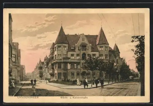 AK Langendreer, Wörth- und Kaiserstrasse mit Passanten