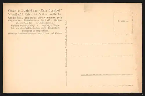 AK Vieselbach, Gast- und Logierhaus Zum Burghof mit Baum u. Auto