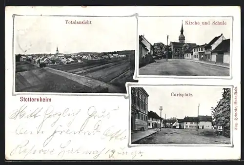 AK Stotternheim, Kirche und Schule, Carlsplatz, Ortsansicht