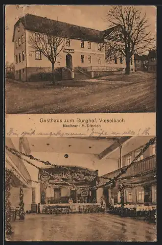 AK Vieselbach, Gasthaus zum Burghof, Bes. H. Dittrich