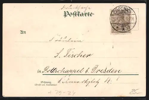 Passepartout-Lithographie Berlin-Cöpenick, Rathaus mit Schlossstrasse, Seminar, Totalansicht